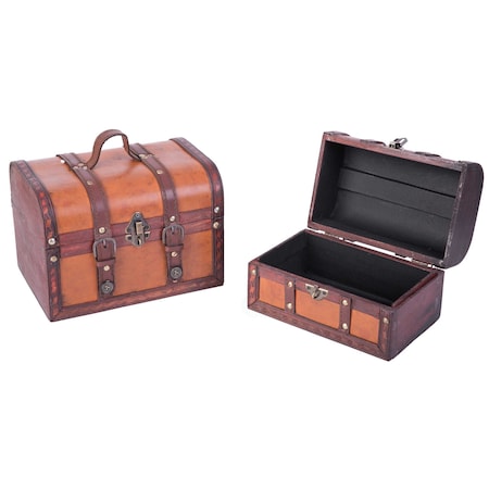 Vintiquewise Decorative Leather Treasure Boxes, PK 2 QI003006.2
